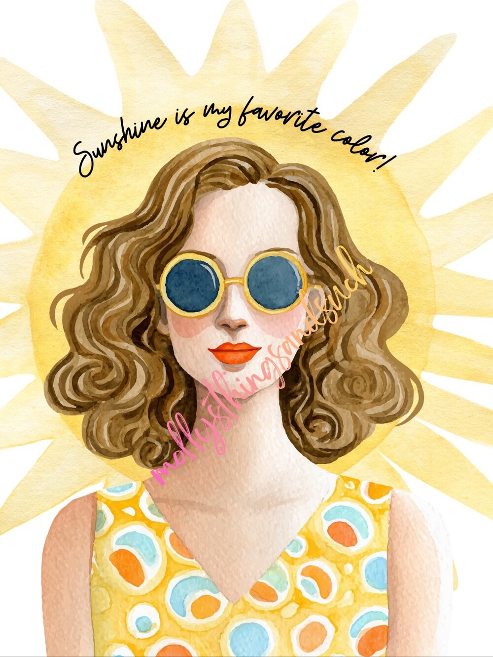 Sunshine Graphic Art Print / Watercolor / Beach Decor